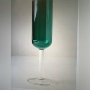 ❤️ ANTHROPOLOGIE ISADORA TEAL CHAMPAGNE FLUTE GLASS NEW